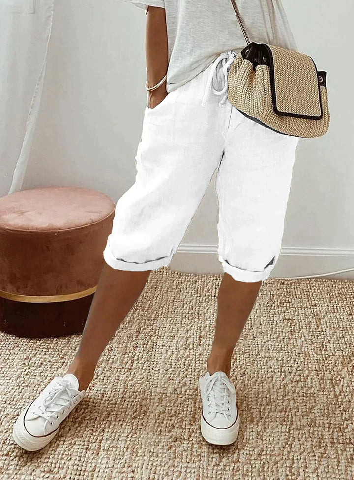 Pantalón de Lino con Bolsillos para Mujer