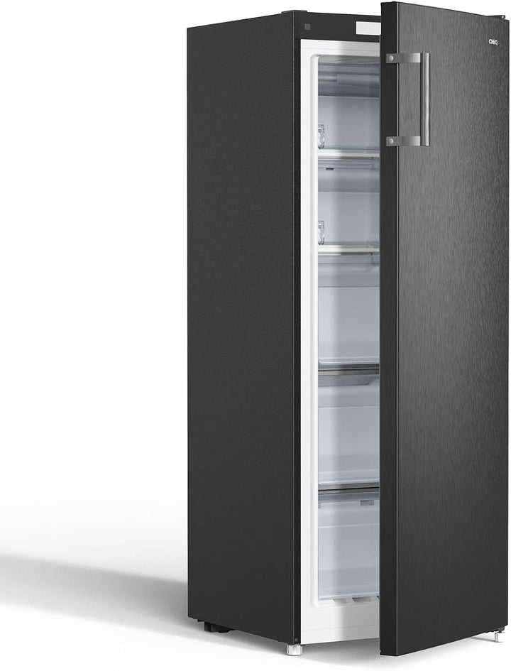 CHiQ FSD166NE4E Gefrierschrank 166 L, No Frost Technologie, Wechselbarer Türanschlag, Schwarzer Edelstahl, 144cm Höhe