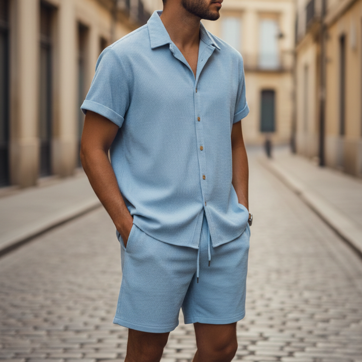 Men's Short Sleeve Shirt and Shorts Set