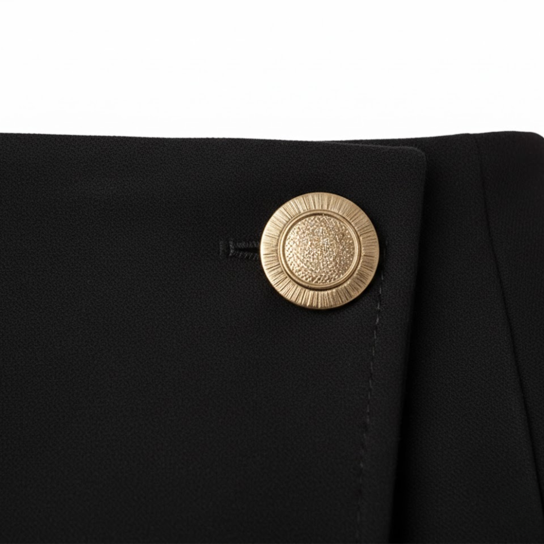 Minifalda Asimétrica de Cintura Alta para Mujer con Cremallera y Botones