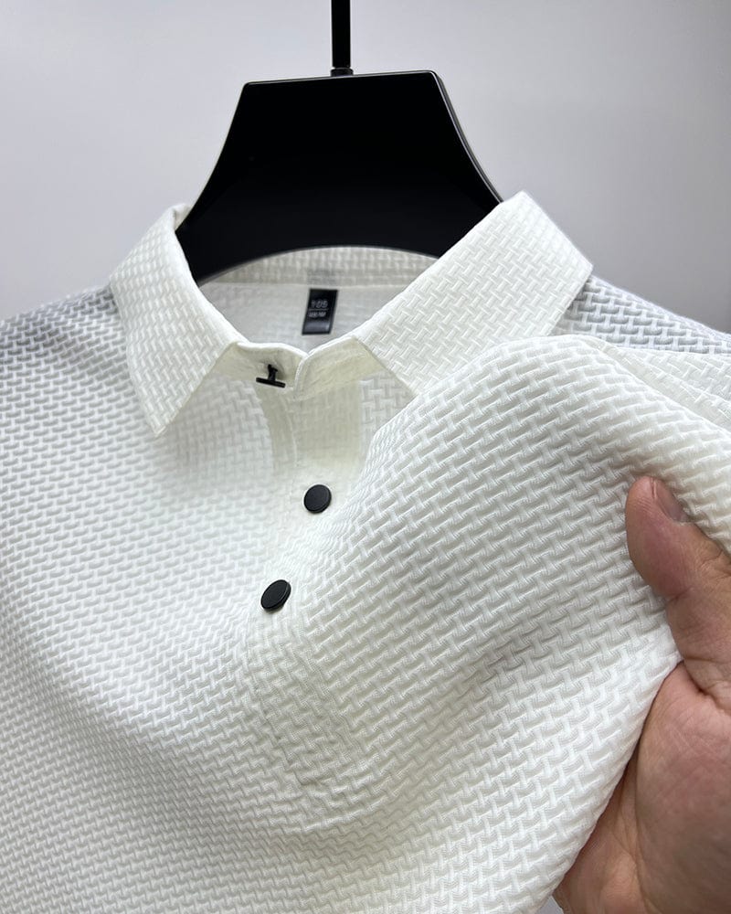 Polo de Hombre en Mezcla de Algodón Transpirable | Camisa Polo de Corte Regular con Tejido de Malla para Uso Diario y Casual