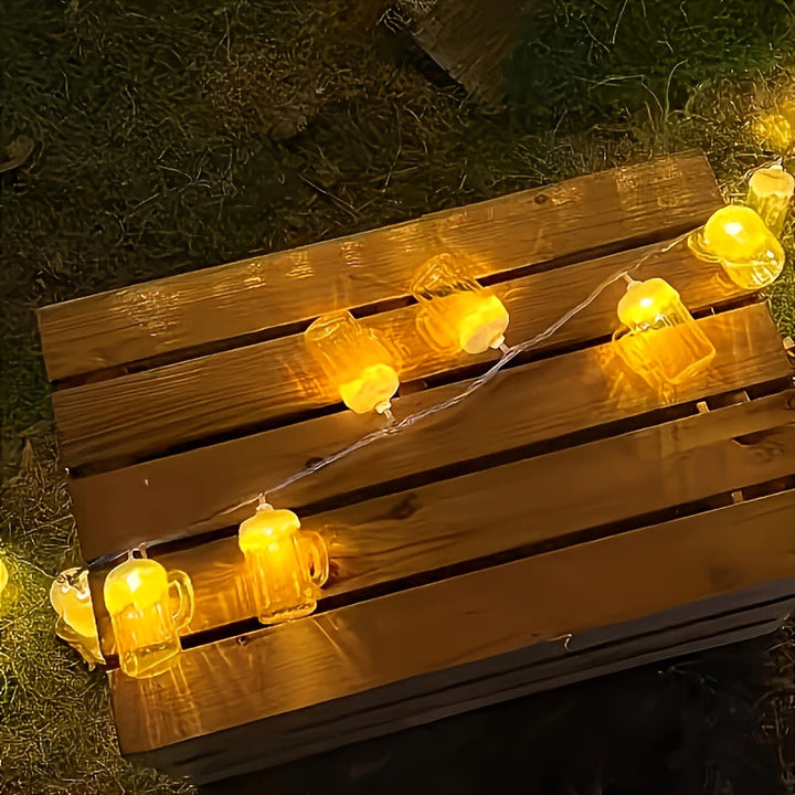 Pack de 2 Guirnaldas de Luces LED con Forma de Jarra de Cerveza – Oktoberfest 2025