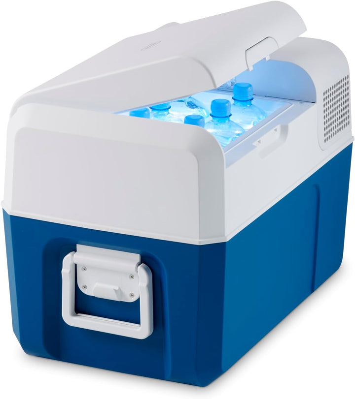 Mobicool MCF40, elektrische Kompressor-Kühlbox, 38 Liter, 12/24/230 V, Mini-Kühlschrank für Auto, Lkw, Boot, Reisemobil und Steckdose, Blue