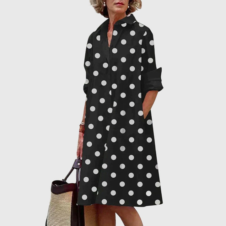Robe décontractée pour femme avec poches fonctionnelles | Robe à coupe décontractée en tissu fluide de polyester pour un usage quotidien