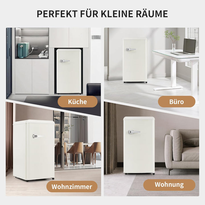 Merax Kühlschrank mit Gefrierfach, Kühl-Gefrierkombination, klein Kühlschrank mit 51L und Gefrierschrank 21L, Leise, LED, Glasablagen, Gemüsefach, Türablagen, für Küche, Wohnzimmer, Büro, Schwarz