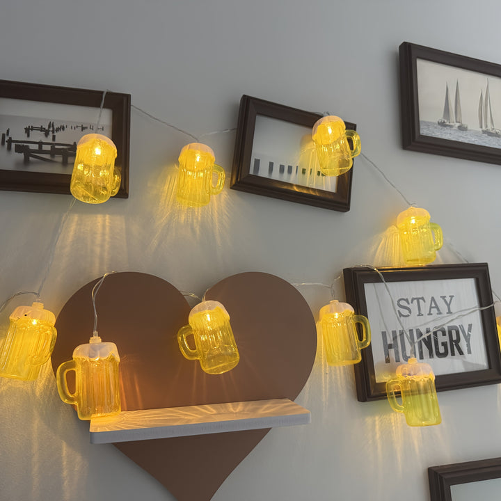 Pack de 2 Guirnaldas de Luces LED con Forma de Jarra de Cerveza – Oktoberfest 2025