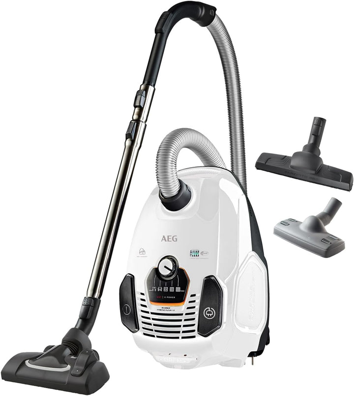 AEG VX7-2-IW-S Staubsauger / 360° drehbare Softrder / nur 69 db(A) / inkl. Zusatzdüsen / Ergo-Handgriff / waschbarer Filter / 650 Watt / 12 m Aktionsradius / neue technische Version / wei