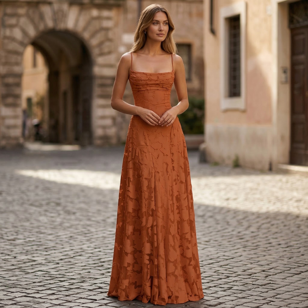 Maxikleid mit dünnen Trägern und A-Linien-Schnitt für Damen