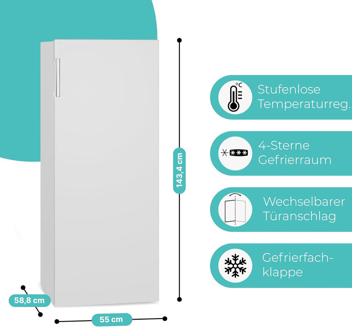 Bomann® großer Gefrierschrank freistehend | 165 Liter Nutzinhalt für Lebensmittel | 5 Schubladen | Freezer Eisschrank Froster | wechselbarer Türanschlag inkl. Eiswürfelschale | GS 7317.1 weiß
