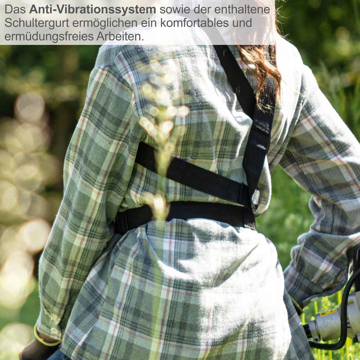 Scheppach Benzin Multigartengerät MT33P Multifunktionsgerät | 4in1 - Rasentrimmer Kettensäge Motorsense Heckenschere | 1,22PS Leistung | 2-Takt-Motor | inkl. Schultergurt und Hüftschutz