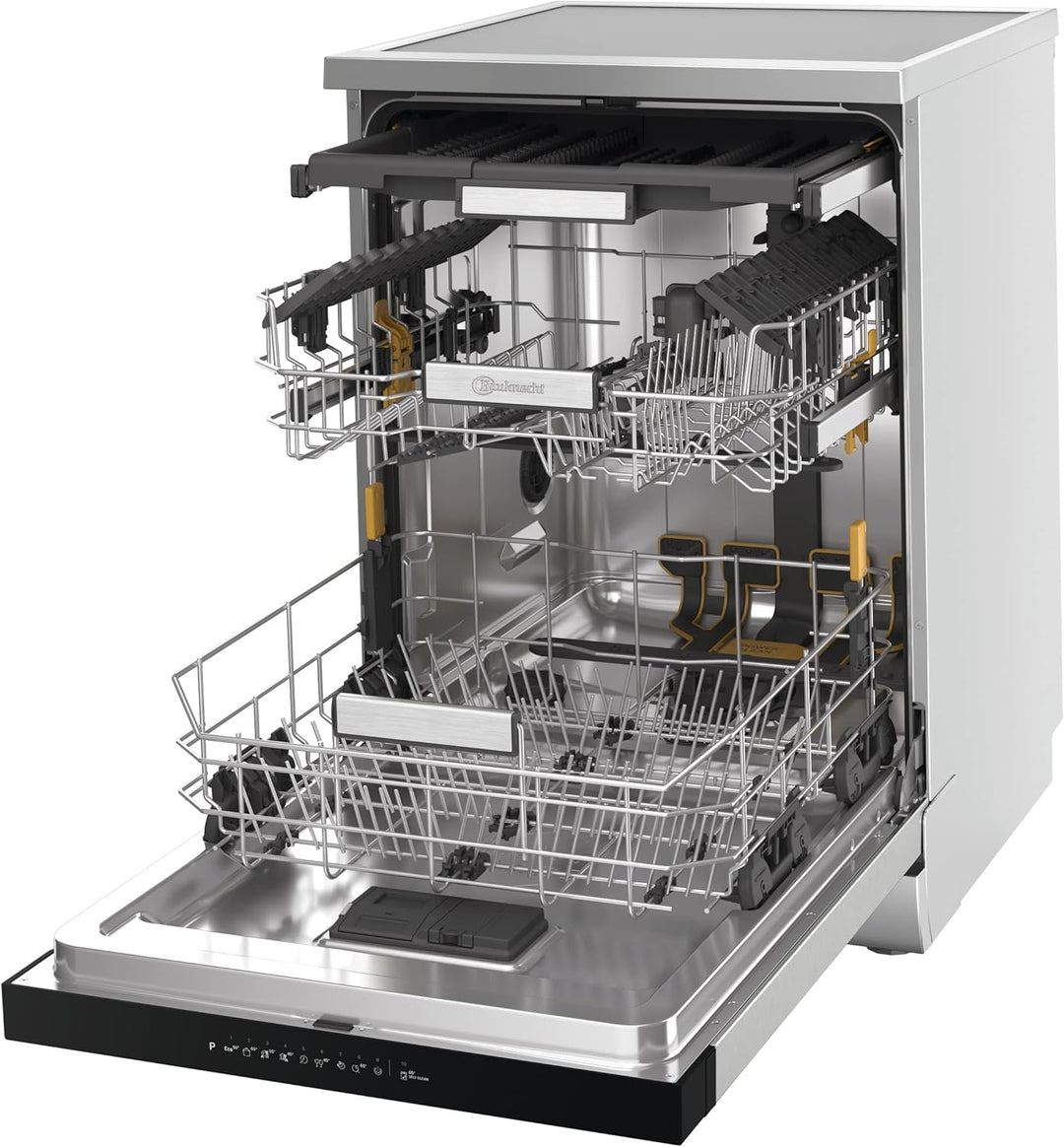 Bauknecht B7F HP43 XA Freistehender Geschirrspüler/ 60 CM/ 15 Maßgedecke/PowerClean Pro-Effektive Hochdruckdüsen/Natural Dry-Automatische Türoffnung-Bessere Trocknung/Maxi Space-Mehr Innenraum
