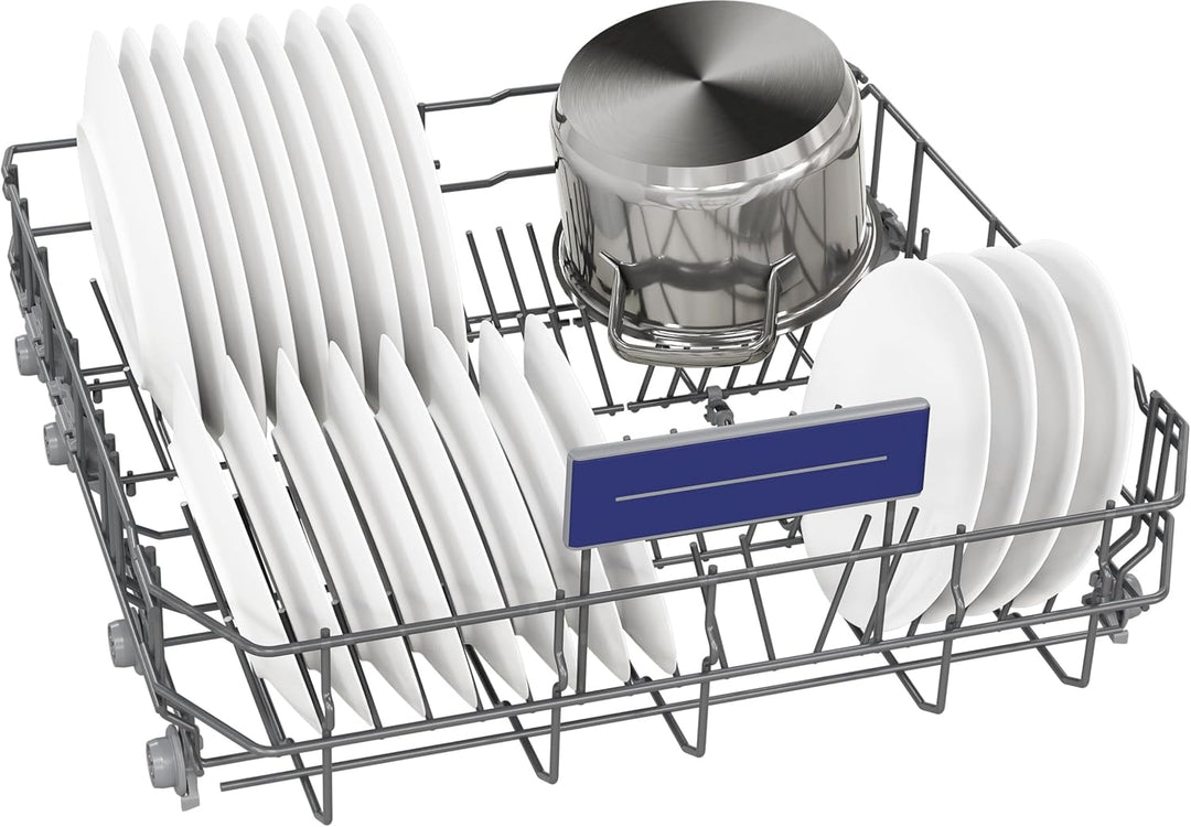 Siemens SN43ES14VE, iQ300 Smarter Geschirrspüler, Unterbau-Spülmaschine mit Besteckschublade, 60 cm, automatische Türöffnung dank autoOpen dry, besonders leise mit iQdrive-Motor, aquaStop, Edelstahl