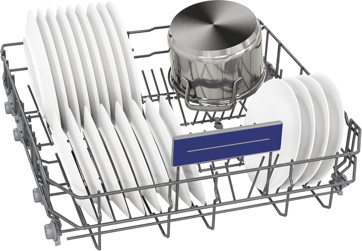 Siemens SN43ES14VE, iQ300 Smarter Geschirrspüler, Unterbau-Spülmaschine mit Besteckschublade, 60 cm, automatische Türöffnung dank autoOpen dry, besonders leise mit iQdrive-Motor, aquaStop, Edelstahl