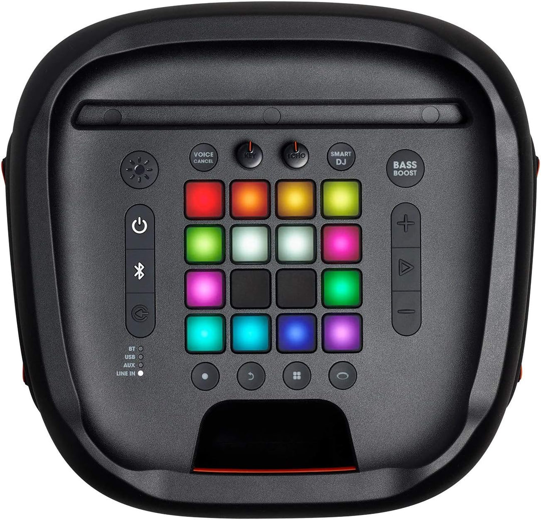 JBL PartyBox 710 - Schwarz – Trag - und rollbarer Bluetooth Party-Lautsprecher mit Lichteffekten – Spritzwassergeschützte, mobile Musikbox