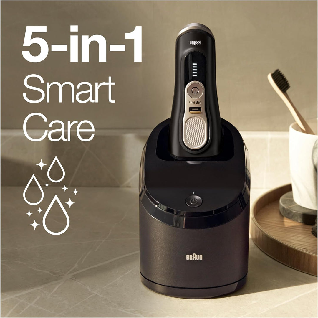 Braun Series 9 Pro Premium Rasierer Herren mit 4+1 Scherkopf, Elektrorasierer & ProLift Trimmer, PowerCase, 5-in-1 Reinigungsstation, 60 Min Laufzeit, Made in Germany, 9477cc, silber