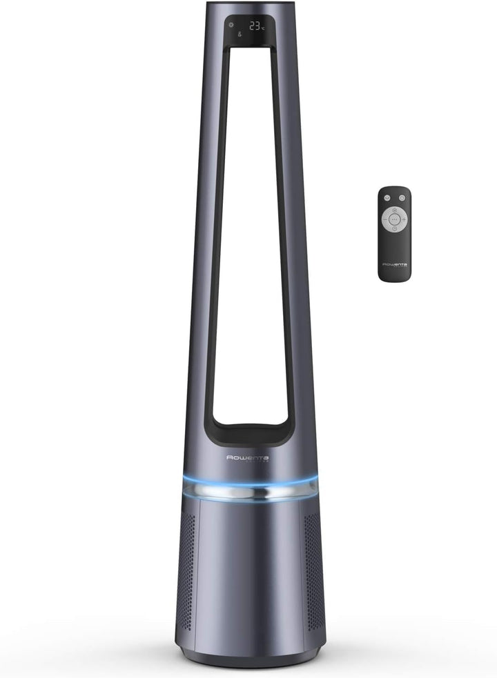 Rowenta QU5062 Eclipse 3in1 Luftreiniger | Heizlüfter | Ventilator | filtert 99,9% der Partikel | für 30 m2 Raumgre | schnelle Heizung bis zu 35°C | automatischer Tag- und Nachtmodus | Schwarz/Grau
