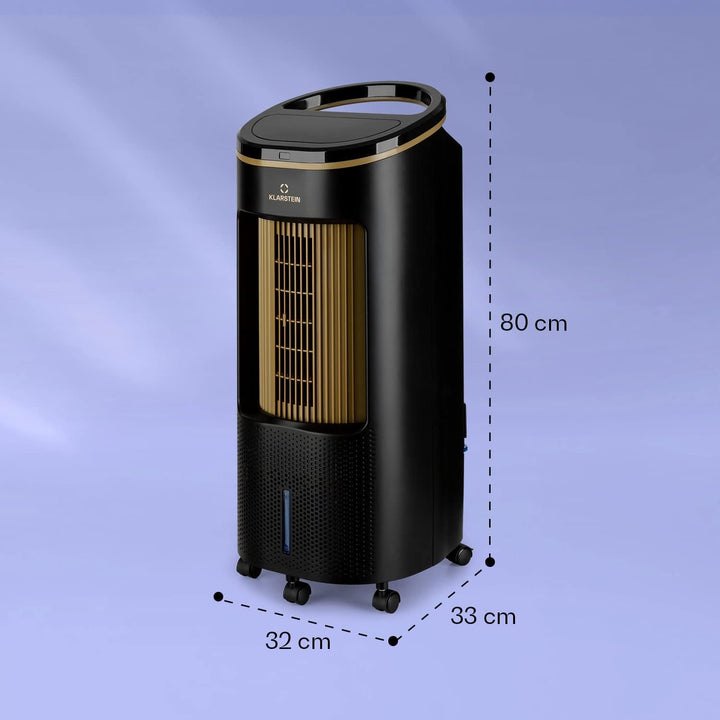 Klarstein Luftkühler mit Wasserkühlung, Leiser 4-in-1 Verdunstungskühler, Luftbefeuchter, Ventilator & Nachtmodus, Mobile Klimageräte Luftkühler 7L, 65W Air Cooler, 330m³/h Kühlender Luftstrom