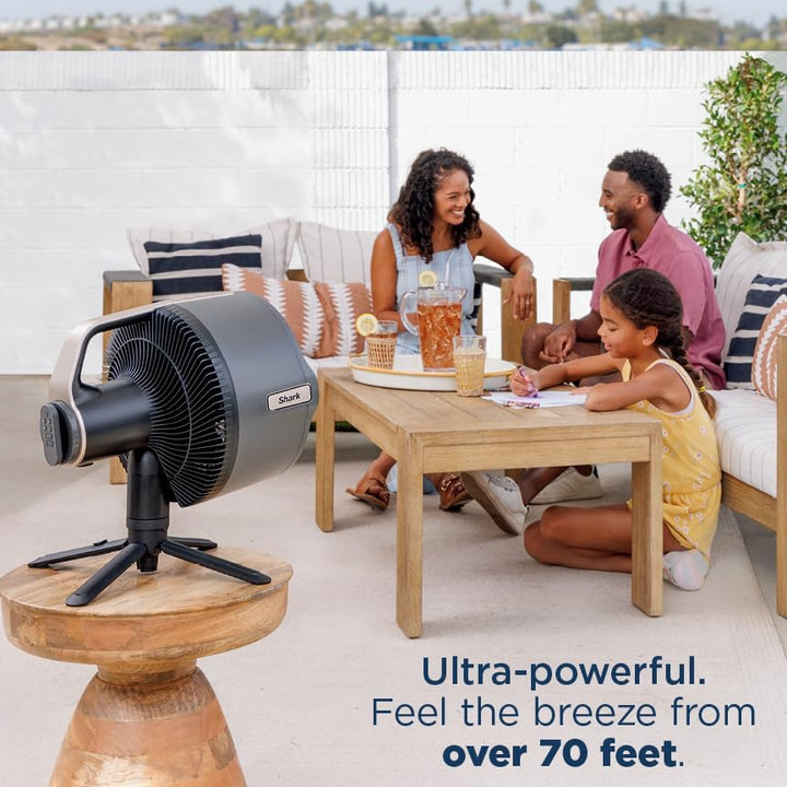 Shark FlexBreeze Pro Nebelventilator – Indoor & Outdoor, Integriertes Nebel, Sockel auf Tischplatte, kabelgebunden oder kabellos, bis zu 24 Stunden Akku, oszillierend, Anthrazit, FA302 (Version 2025)