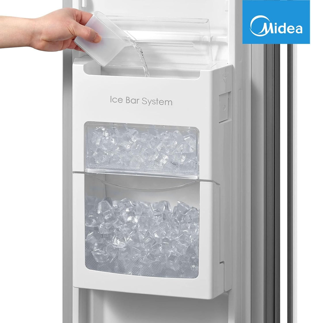 Midea KS-DDX 6.32 WT Side-by-Side Kühl-/Gefrierkombination/ 178,8 cm Hhe/ 254 kWh/Jahr/No Frost/Dual Inverter Compressor/mit 3in1 Wasser-/Eisspender und Wassertank, Dark Inox