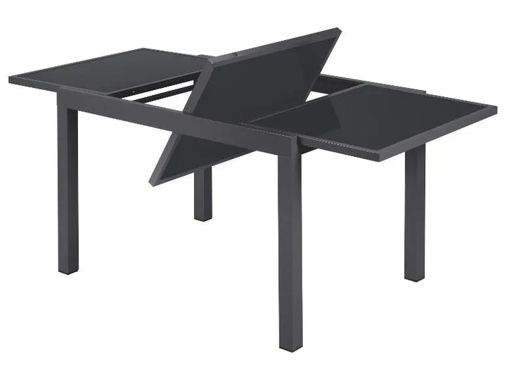 Alu-Set »Houston«, 9-teilig - Ausziehtisch & 8 Hochlehner, grau