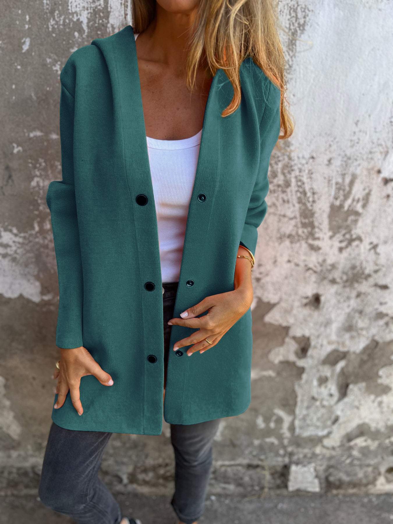 Adrinelle Chaqueta Mujer | Cárdigan de Invierno con Capucha y Botones