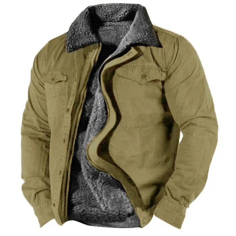 Chaqueta de Denim Forrada con Sherpa para Hombre | Cálido Invierno
