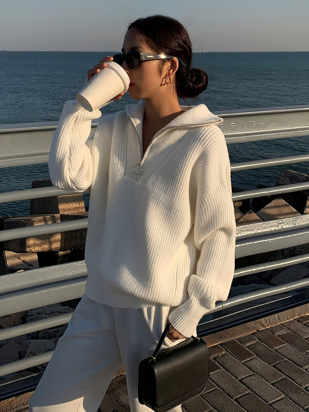 Bellunara Maglione Donna | Maglione da Donna con Mezza Cerniera