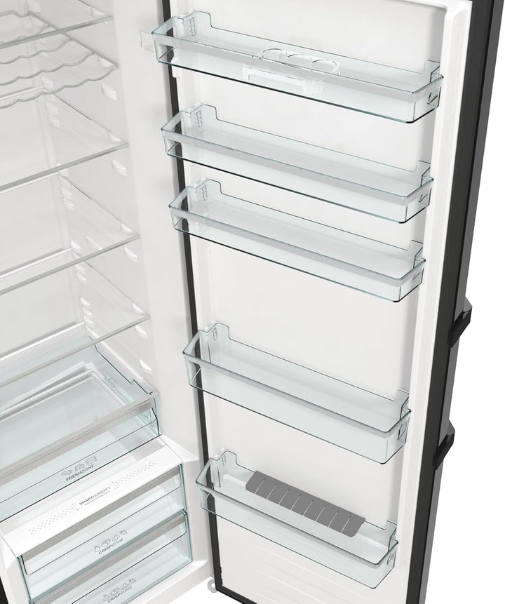 Gorenje R 619 DAXL6 Kühlschrank/AdaptTech/FreshZone/Schnellkühlfunktion/Umluft-Kühlsystem/LED Display / 398l / 185cm / EEK D/Edelstahl