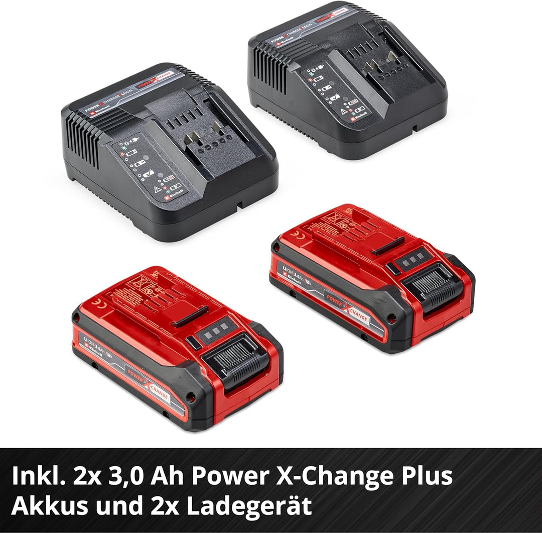 Einhell Akku-Rasenmäher RASARRO 36/42 Kit Power X-Change (36V, 42 cm Schnittbreite, bis 725 m², Brushless, 50L Fangkorb, Mulchfunktion, inkl. 2x 5,2Ah + 1x Twincharger)