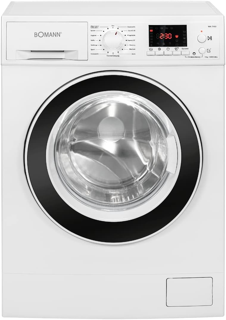 Bomann® Waschmaschine 10kg | max. 1400 U/min | 10 Jahre Motor-Garantie | effizienter, leiser & langlebiger Invertermotor | 15 Programme | Endzeitvorwahl | LED-Display | Washing Machine WA 7110