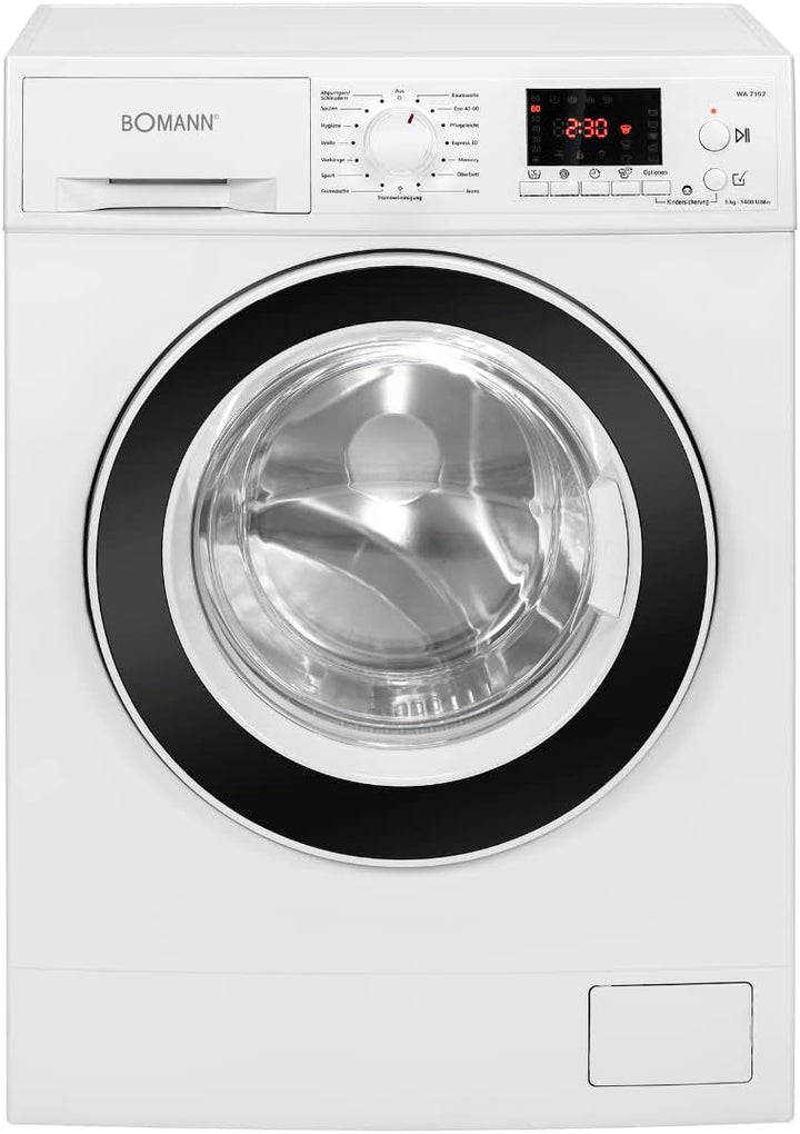 Bomann® Waschmaschine 10kg | max. 1400 U/min | 10 Jahre Motor-Garantie | effizienter, leiser & langlebiger Invertermotor | 15 Programme | Endzeitvorwahl | LED-Display | Washing Machine WA 7110