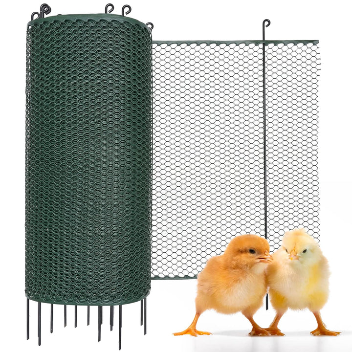 SELFmania Hühnerzaun 25m lang | ENGMASCHIG STABIL UV-SCHUTZ 120 cm hoch | Freilaufgehege Hühner mit 21 Befestigungsstäben + 25 U-Heringe | Hundezaun | Kleintiere | Geflügelzaun | Hühner Zubehör