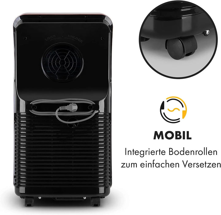 Klarstein Mobile Klimaanlage mit Abluftschlauch, 4-in-1 Klimagerät mit Ventilator, Luftentfeuchter & Nachtmodus, Kleine & Portable Klimaanlage für Wohnung & Büro, Niedriger Verbrauch, 9000 BTU