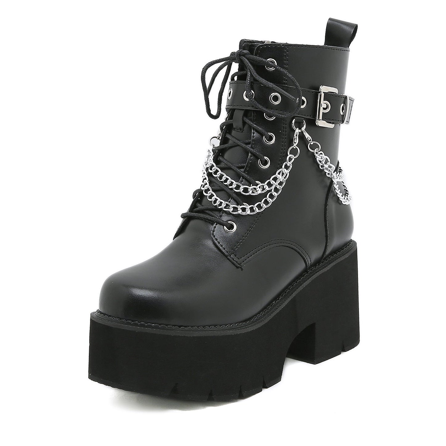 Botas de Plataforma Negras para Mujeres | Estilo Punk con Tacón Grueso