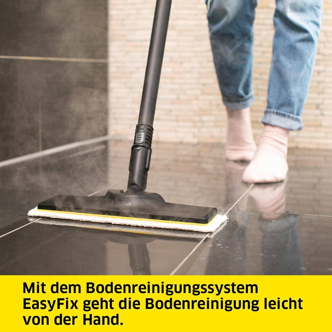 Krcher Dampfreiniger SC 5 EasyFix Iron Plug mit Heiwasser-Zuschaltung, Dampfdruck: 4,2 bar, Aufheizzeit: 3 min., Flche: ca. 150 m, Tank: 0,5 l + 1,5 l, Bodenreinigungsset EasyFix und Düsen