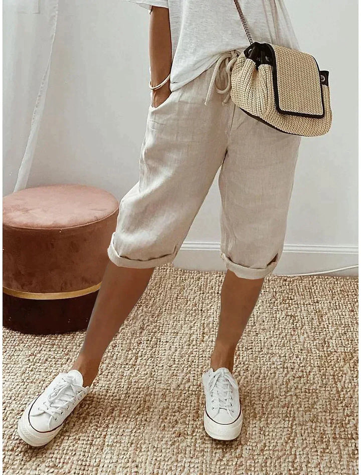 Pantalón de Lino con Bolsillos para Mujer
