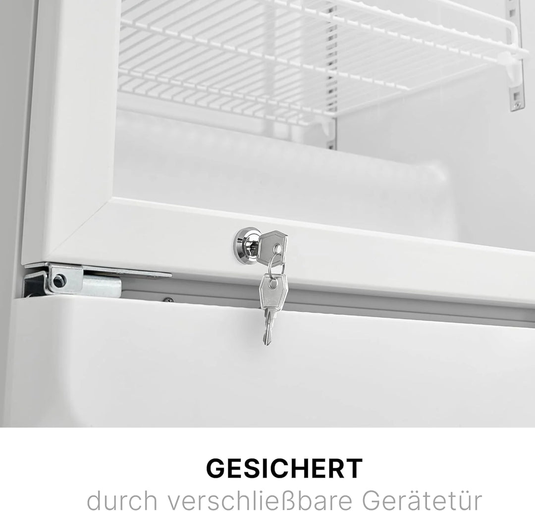 Bomann Kühlschrank mit Glastür | Getränkekühlschrank abschließbar | 6 höhenverstellbare Ablagen | 30kg je Ablage | 347 Liter | Kühlschrank groß | Flaschenkühlschrank m. LED-Licht | KSG 7351 schwarz