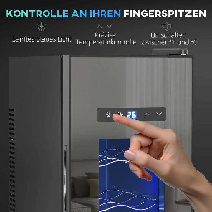 HOMCOM Weinkühlschrank 12 Flaschen 30 L Schwarz
