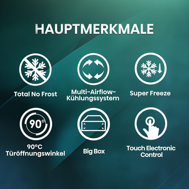 Hisense FV191N4AW2 Gefrierschrank/ TotalNoFrost/ SuperFreeze/ Türalarm/ Multiflow 360°/ BigBox/ 143,4 cm/ Gefrierteil 147 l/ 41 dB/ 205 kWh/Wei