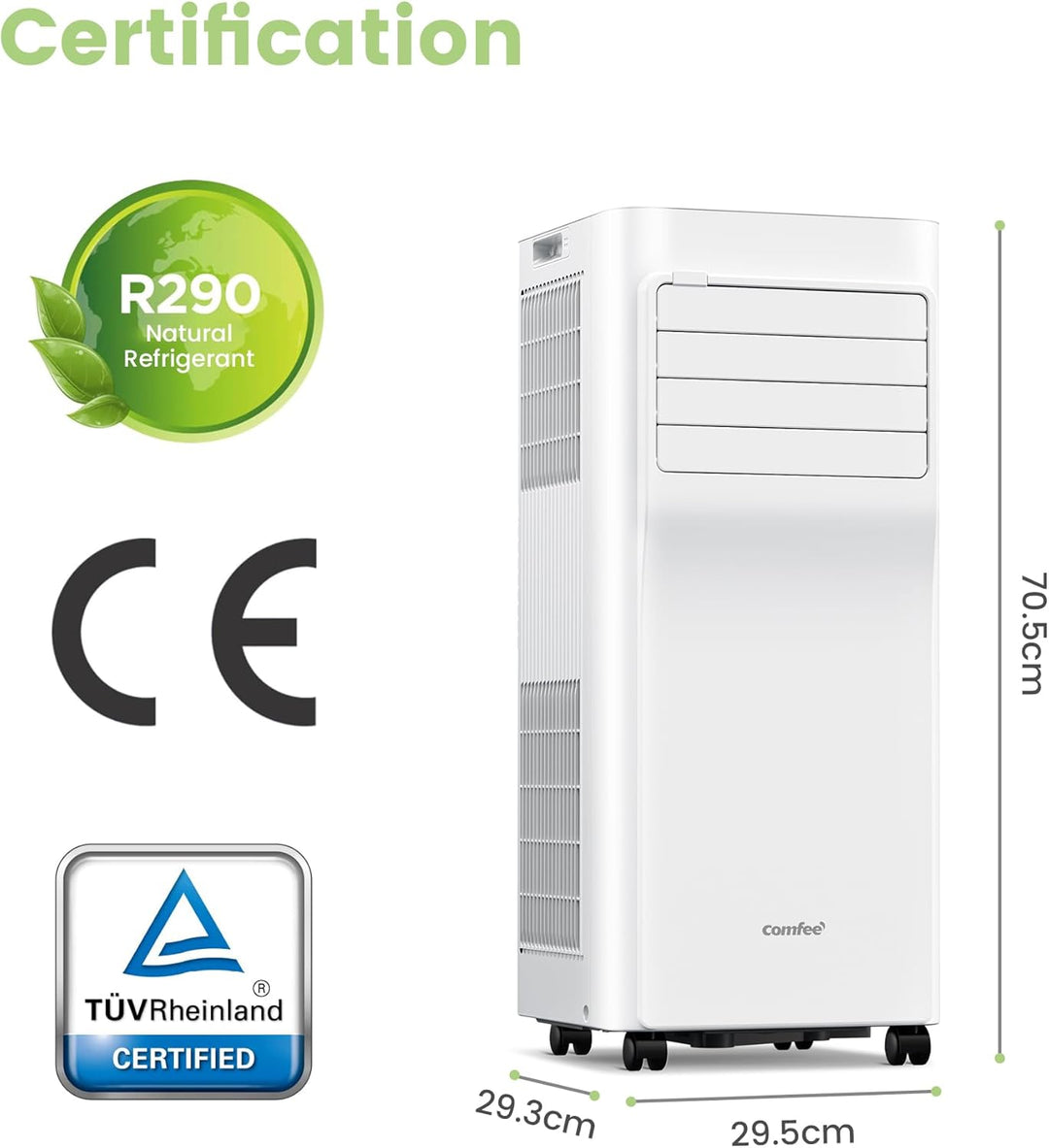 Comfee Mobiles Klimagert Easy Cool 2.0, 7000 BTU 2,0kW, Kühlen&Ventilieren&Entfeuchten, Raumgre bis 68m(25㎡), APP-Steuerung/Alexa/Google Home/IFTTT, Mobile Klimaanlage mit Abluftschlauch