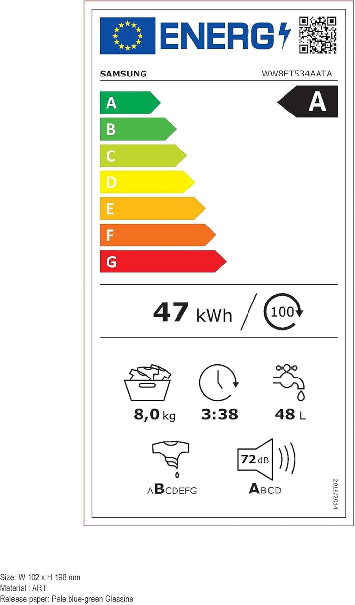 Samsung Waschmaschine, 8 kg, 1400 U/min, Ecobubble, Automatische Waschmittel- und Weichspülerdosierung, Inox/Schwarz, WW80T534AAXAS2