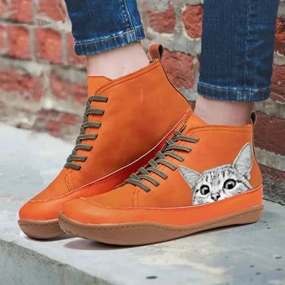 Velmora Botas Mujer | Botas de Tobillo con Detalle de Gato