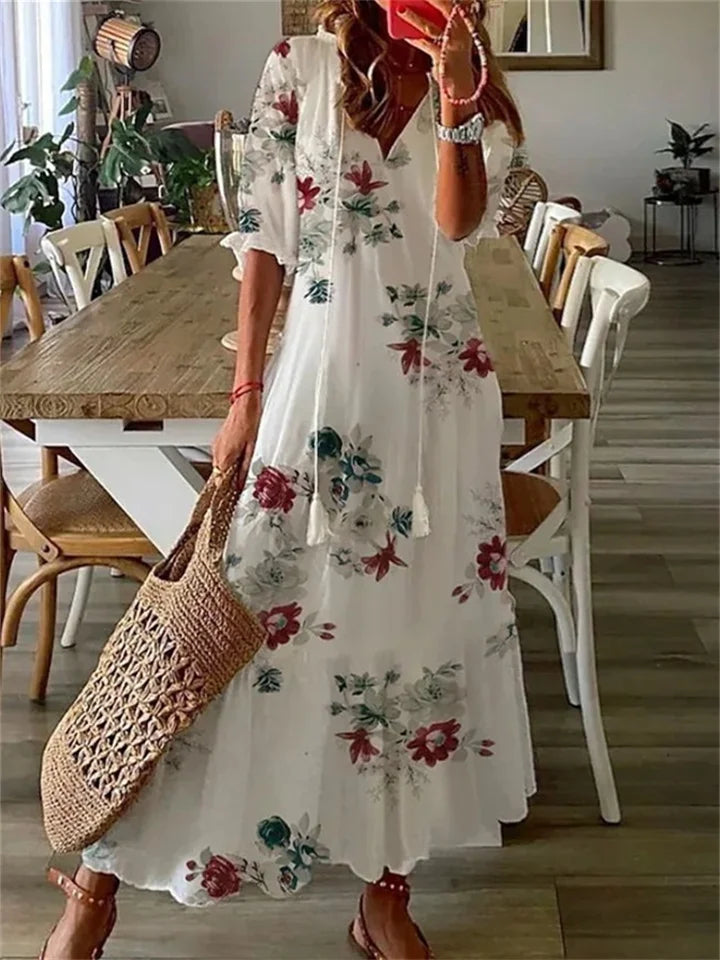 Women's Floral Maxi Dress-Metro Lane Plaza