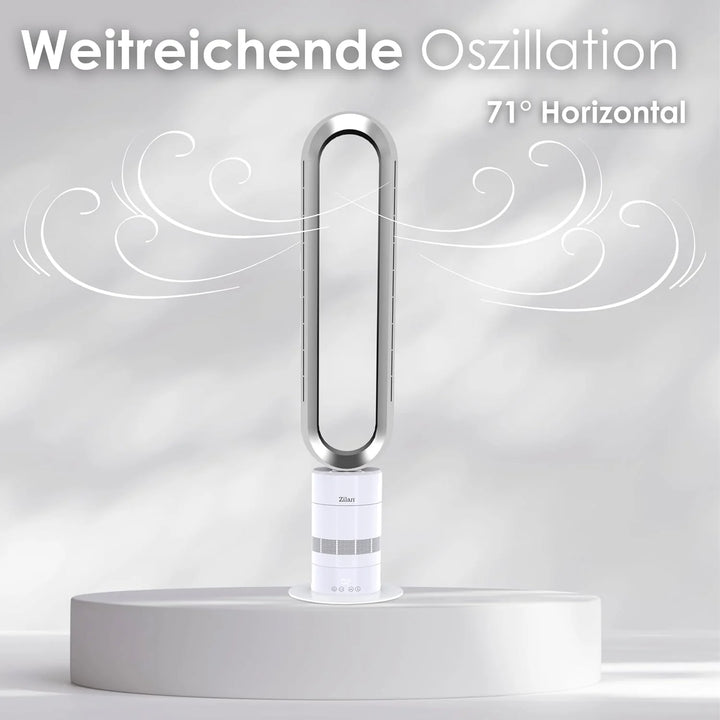 Zilan Turmventilator energiesparender BLDC Motor mit Fernbedienung Ventilator energiesparend oszillierend sehr leise Design Standventilator 10 Stufen Säulenventilator mit Kühlung Tower Fan
