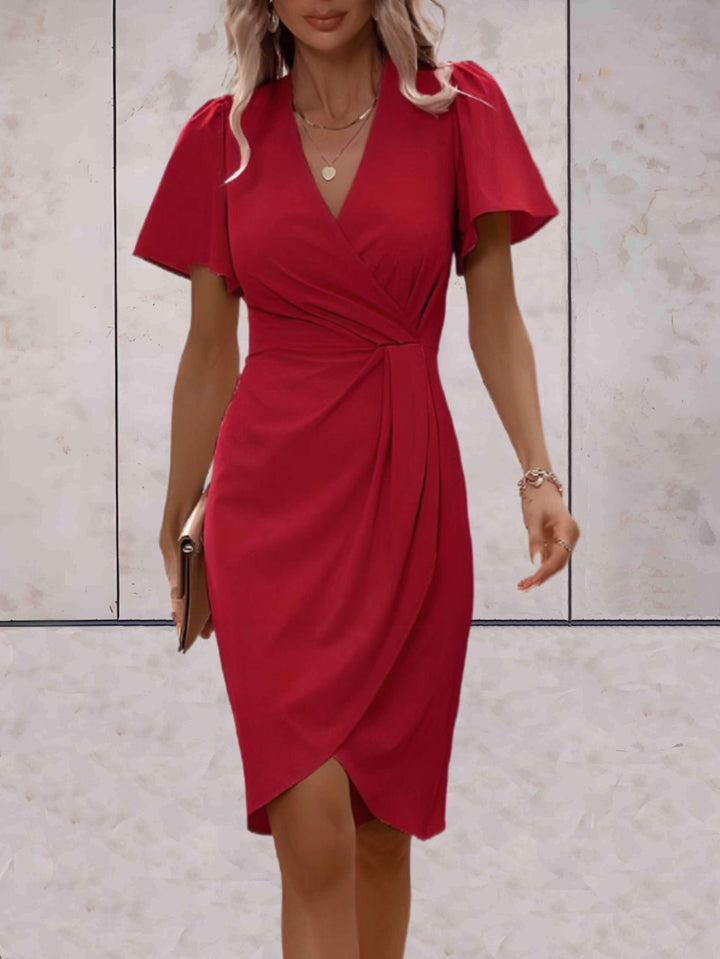 Rochie tip portofel pentru femei Harper – Rochie elegantă încrucișată cu guler în V și croială ajustabilă pentru orice ocazie