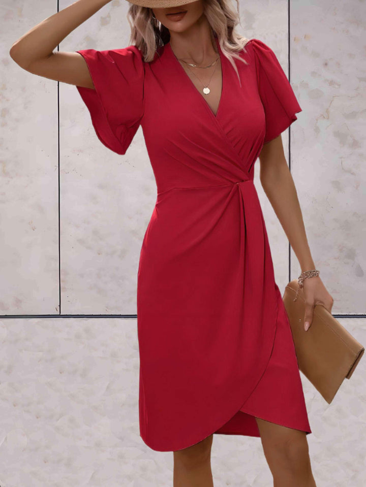 Rochie tip portofel pentru femei Harper – Rochie elegantă încrucișată cu guler în V și croială ajustabilă pentru orice ocazie
