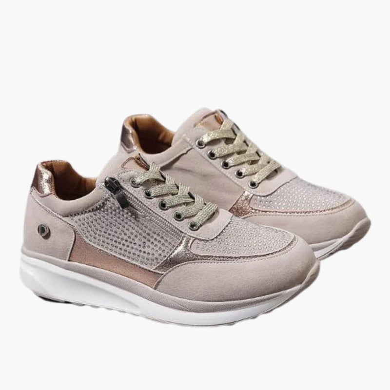 Damen-Sneaker mit Schnürsenkeln, seitlichem Reißverschluss und profilierter Sohle