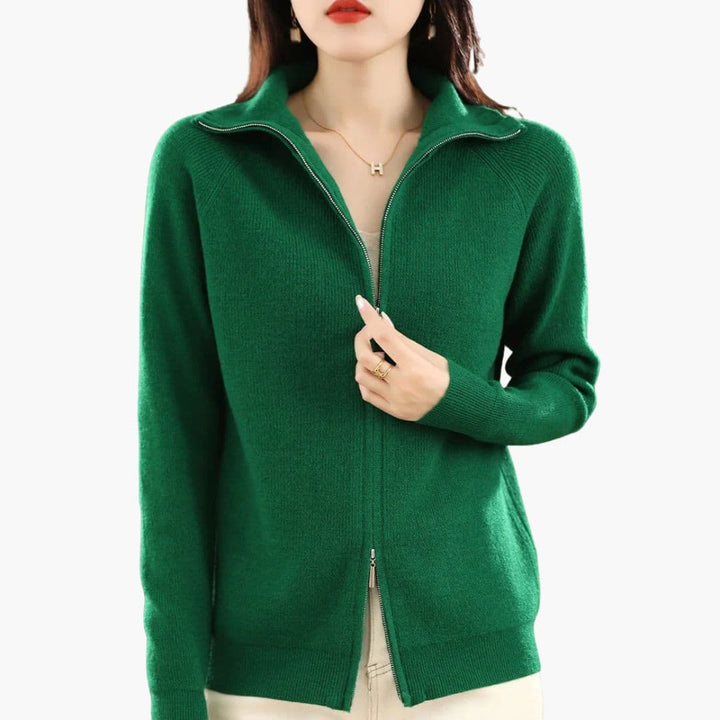Lirava Damen-Cardigan | Jacke mit Stehkragen und Doppelreißverschluss