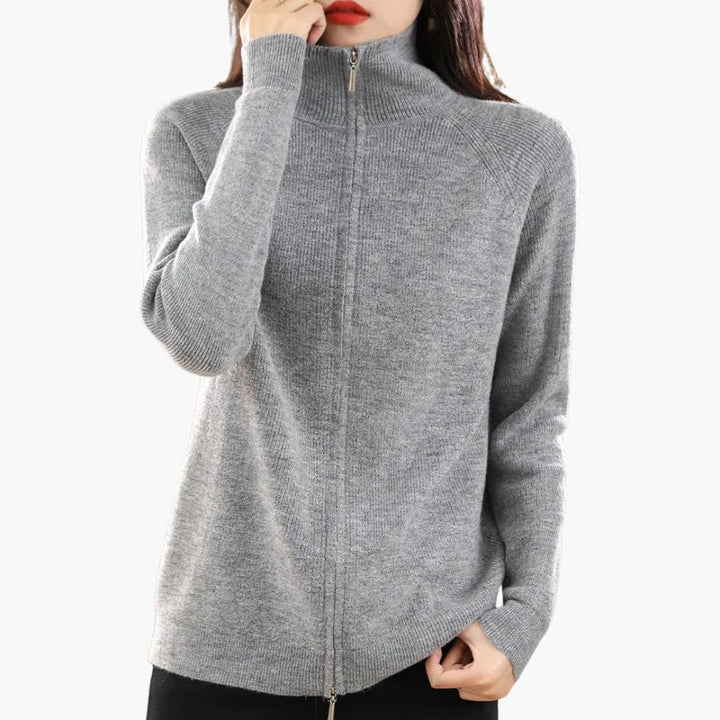 Lirava Damen-Cardigan | Jacke mit Stehkragen und Doppelreißverschluss