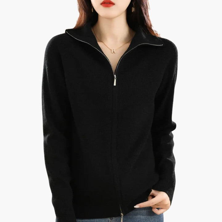 Lirava Damen-Cardigan | Jacke mit Stehkragen und Doppelreißverschluss